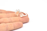 Silver Ring Settings, 925 Silver Moon And Planet Ring With 1 Stone Setting - Pad Size 6mm R054