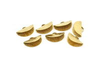 Brass Ribbon Crimp, 50 Raw Brass Textured Ribbon Crimp Ends With 1 Loop, Findings (15x9mm) D0561