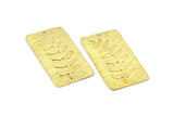 Brass Leaf Charm, 2 Raw Brass Leaf Textured Rectangle Charms With 1 Hole, Pendants (39x20mm) V146