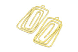 Brass Rectangle Charm, 3 Raw Brass Hammered Rectangle Charms With 1 Loop, Earrings, Pendants (47x23x1.2mm) V145