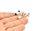 Silver End Cap, 25 Antique Silver Plated Brass End Cap , Cord Tip - 5mm Cord End - (6x7.50mm) B0061