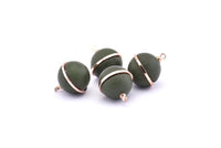 Brass Ball Charm, 2 Lamb Leather Covered Brass Ball Connectors With 1 Loop, Earrings, Pendants, Findings (19x16mm) B26