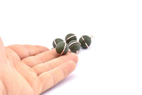 Brass Ball Charm, 2 Lamb Leather Covered Brass Ball Connectors With 1 Loop, Earrings, Pendants, Findings (19x16mm) B26