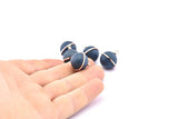 Brass Ball Charm, 2 Lamb Leather Covered Brass Ball Connectors With 1 Loop, Earrings, Pendants, Findings (19x16mm) B26