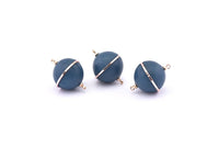 Brass Ball Charm, 2 Lamb Leather Covered Brass Ball Connectors With 2 Loops, Earrings, Pendants, Findings (26x20mm) B27