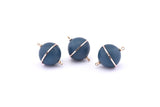 Brass Ball Charm, 2 Lamb Leather Covered Brass Ball Connectors With 2 Loops, Earrings, Pendants, Findings (26x20mm) B27