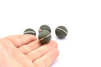 Pirinç Küre Charm, 1 Halkalı 2 Kuzu Derisi Kaplı Pirinç Küre Bağlantı Parçası, Küpeler, Kolye Uçları, Bulgular (22x19mm) B28
