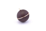 Brass Ball Charm, 2 Lamb Leather Covered Brass Ball Connectors With 1 Loop, Earrings, Pendants, Findings (28x26mm) B33