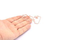 Gül Altın Yüzlü Charm, 1 Halkalı 4 Gül Altın Kaplama Pirinç Yüz Şeklinde Charm, Küpeler, Kolye Uçları (40x22x1mm) D0558