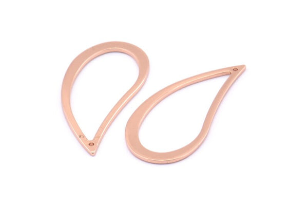 Rose Gold Drop, 4 Rose Gold Plated Brass Drop Charms With 1 Hole, Earrings, Findings (33x16x1mm) Bs 1344 Q1122