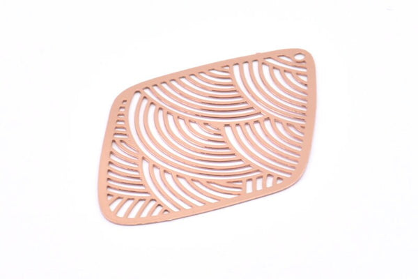 Rose Gold Earring, 2 Rose Gold Plated Brass Diamond Shape Earring Charms With 1 Hole, Pendants, Findings (46x33mm) E031
