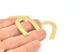 Brass Geometric Charm, 12 Raw Brass U Shaped Pendants With 3 Holes, Charms, Findings (35x27x0.50mm) D0614