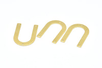 Brass Geometric Charm, 12 Raw Brass U Shaped Pendants With 3 Holes, Charms, Findings (28x20x0.80mm) D0606