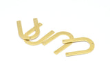 Brass Geometric Charm, 12 Raw Brass U Shaped Pendants With 3 Holes, Charms, Findings (28x20x0.80mm) D0606