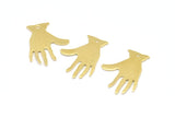 Brass Hand Charms, 24 Raw Brass Hand Charms With 1 Hole (25x17x0.80mm) D0612