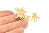 Brass Hand Charms, 24 Raw Brass Hand Charms With 1 Hole (25x17x0.80mm) D0612