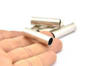 Industrial Long Tubes, 6 Antique Silver Plated Brass Industrial Long Tube Findings (30x9mm) Brc180--r027 H0688