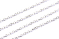 Silver Soldered Chain, Silver Tone Soldered Brass Chain (1.5x2mm) Mb 8-40
