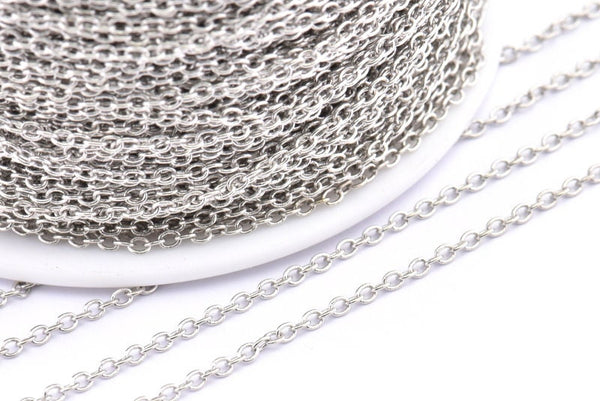 Silver Soldered Chain, Silver Tone Soldered Brass Chain (1.5x2mm) Mb 8-40