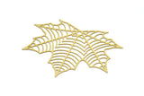 Brass Leaf Charm, 10 Raw Brass Leaf Charms With 1 Hole, Earrings (38x47mm) D0633