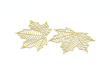 Brass Leaf Charm, 10 Raw Brass Leaf Charms With 1 Hole, Earrings (38x47mm) D0633