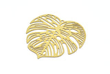 Brass Leaf Charm, 10 Raw Brass Leaf Charms With 1 Hole, Earrings (32mm) D0661