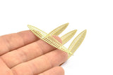 Brass Leaf Charm, 10 Raw Brass Leaf Earring Charms With 1 Hole (60x10mm) D0631