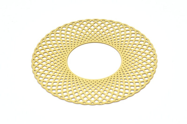 Brass Round Charm, 4 Raw Brass Round Earring Charms With 1 Hole (55mm) D0658