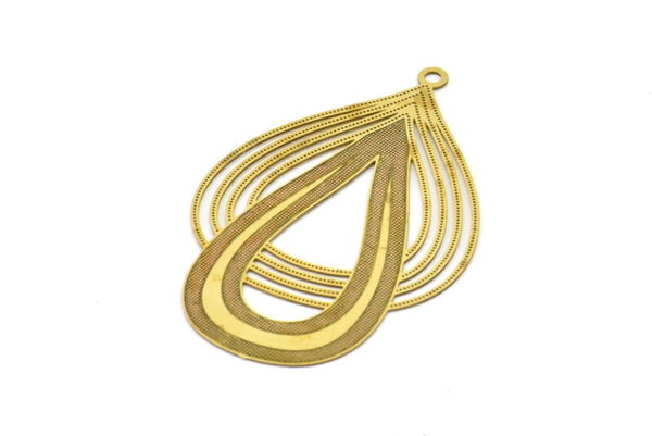 Brass Drop Charms, 10 Raw Brass Drop Earring Charms With 1 Loop, Pendants (43x24xmm) D0634