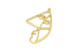 Brass Face Charm, 10 Raw Brass Face Charms With 1 Loop, Pendants, Earrings, Findings (39x20x1mm) D0637