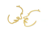 Brass Face Charm, 12 Raw Brass Face Charms With 1 Loop, Pendants, Earrings, Findings (43x23x1mm) D0625