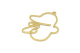 Brass Face Charm, 10 Raw Brass Face Charms With 1 Loop, Pendants, Earrings, Findings (33x27x1mm) D0621