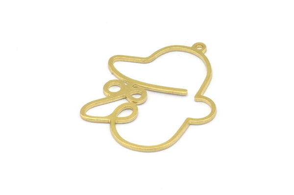 Brass Face Charm, 10 Raw Brass Face Charms With 1 Loop, Pendants, Earrings, Findings (33x27x1mm) D0621