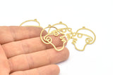 Brass Face Charm, 10 Raw Brass Face Charms With 1 Loop, Pendants, Earrings, Findings (35x26x1mm) D0623