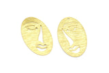 Brass Face Charm, 8 Raw Brass Textured Face Charms With 1 Hole, Pendants, Earrings, Findings (38x19x0.80mm) D0650