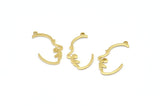 Brass Face Charm, 24 Raw Brass Face Charms With 1 Loop, Pendants, Earrings, Findings (31x16x1mm) D0617