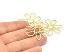 Brass Daisy Charm, 10 Raw Brass Daisy Charms With 1 Hole, Pendants, Earrings (34x1mm) D0638
