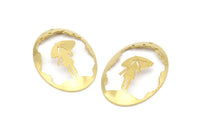 Brass Umbrella Charm, 4 Raw Brass Umbrella Charms With 1 Hole, Pendants, Earrings (45x30x1mm) D0647