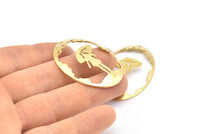 Brass Umbrella Charm, 4 Raw Brass Umbrella Charms With 1 Hole, Pendants, Earrings (45x30x1mm) D0647