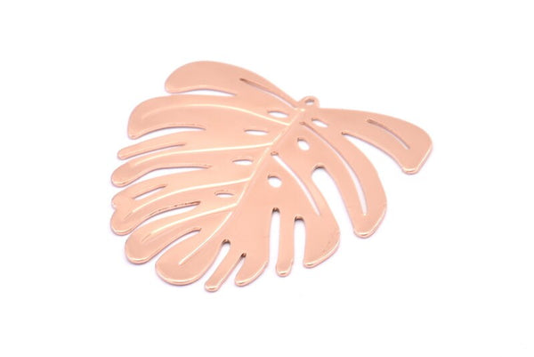 Gül Altın Monstera Tılsımı, 1 Halkalı Gül Altın Kaplama Pirinç Monstera Yaprak Tılsımı, Kolye Uçları, Küpeler, Bulgular (45x43x0,60 mm) D0654 Q0742
