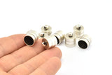 Silver End Cap, 6 Antique Silver Plated Brass End Cap ,  Cord Tip -10mm Cord End - (11x13.5mm) D0412 H0693