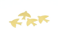 Brass Bird Connector, 50 Raw Brass Bird Connectors With 2 Holes, Charms, Findings (19mm) B0335