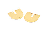 Gold Geometric Charm, 6 Gold Plated Brass U Shaped Pendants With 3 Holes, Charms, Findings (16x17x0.50mm) E142