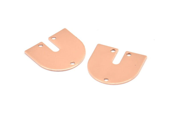 Gül Altın Charm, 3 Delikli 6 Gül Altın Kaplama Pirinç U Şeklinde Kolye, Charmlar, Bulgular (16x17x0,50 mm) E142