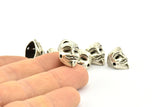 Silver Vendetta Mask, 2 Antique Silver Plated Brass Vendetta Bracelet Parts (14.5x13x11mm) N0425