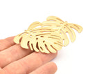 Gold Monstera Charm, Gold Plated Brass Monstera Leaf Charms With 1 Loop, Pendants, Earrings, Findings (45x43x0.60mm) D0654 Q0742