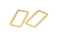 Gold Rectangle, 4 Gold Plated Brass Rectangle Charms With 1 Hole, Earrings, Pendants (31x16x0.80mm) D0609