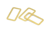 Gold Rectangle, 4 Gold Plated Brass Rectangle Charms With 1 Hole, Earrings, Pendants (31x16x0.80mm) D0609
