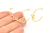 Gold Face Charm, 4 Gold Plated Brass Face Charms With 1 Loop, Pendants, Earrings, Findings (43x23x1mm) D0625 Q0737