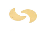 Brass Moon Charm, 10 Raw Brass Moon Charms with 1 Hole, Pendants, Earrings (22x10x0.50mm) D0750